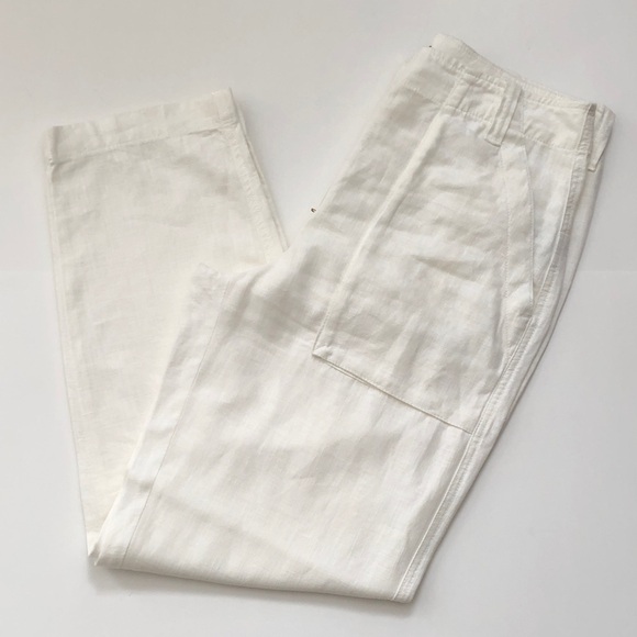 J. Crew Linen Cargo straight leg pants